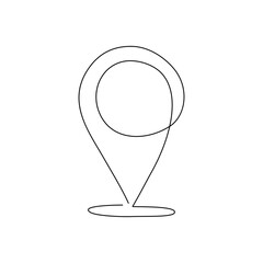 Continuous line drawing of Location isolate on transparent background.