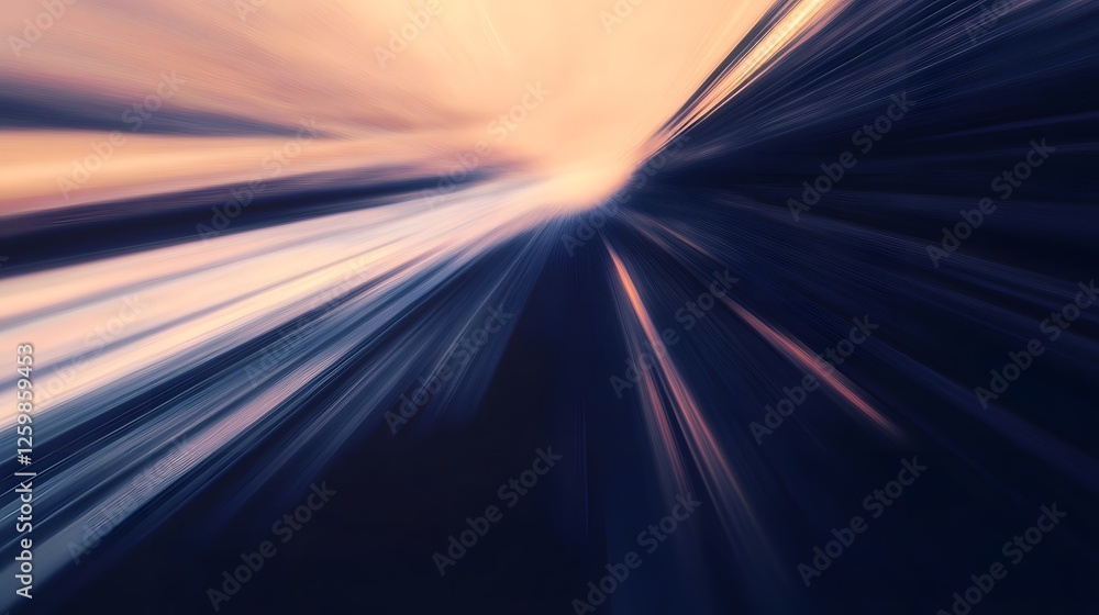 Poster abstract of blurred high speed movement with luminous vivid trails of light against a dynamic futuri