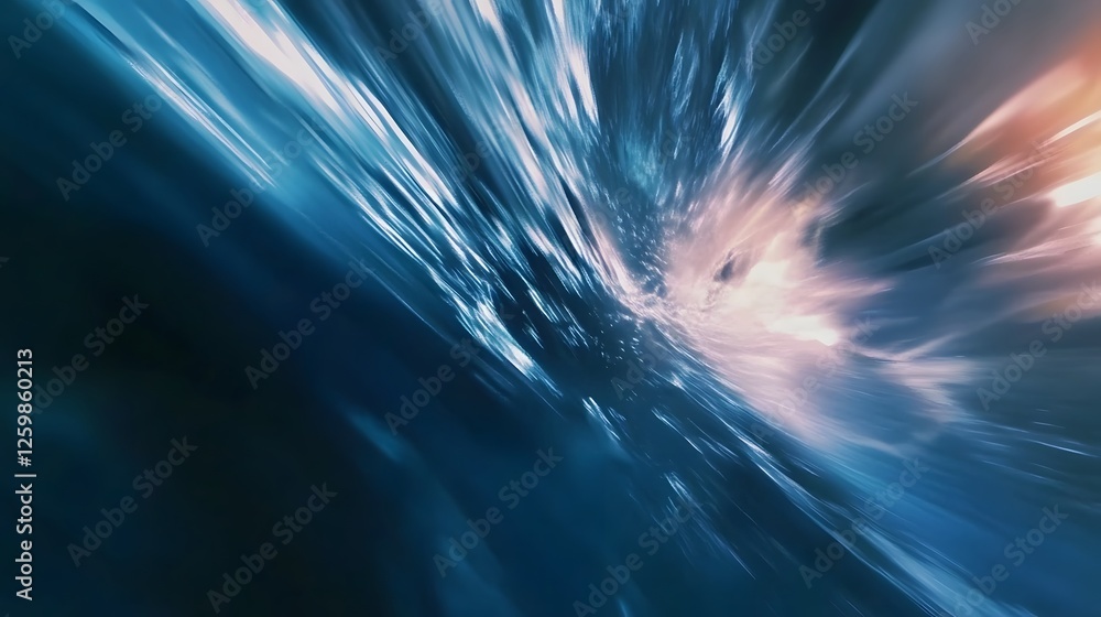 Poster powerful radiant energy explosion with dynamic abstract motion blur background digital visualization
