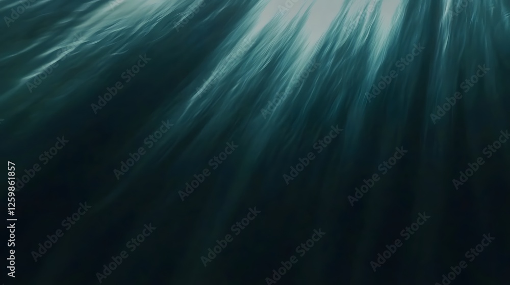 Poster mesmerizing rays of light shimmering and glowing through the mysterious deep blue depths of the ocea