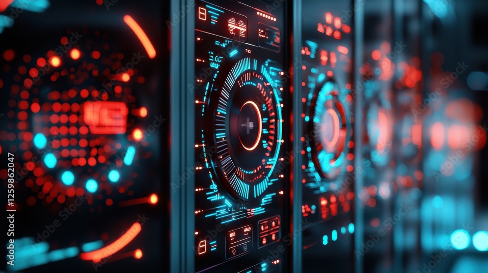 Aufkleber futuristic digital interface with technological data and information displays