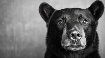  a black bear looking directly at the camera with a blurred background