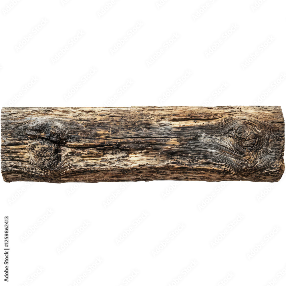 Poster detailed close-up of an old weathered log with unique textures and patterns, showcasing natural wood
