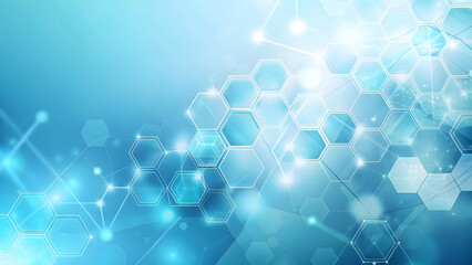 Abstract Hexagon Network: A mesmerizing abstract background featuring a network of interconnected hexagons, glowing with a soft, ethereal light against a calming blue backdrop.