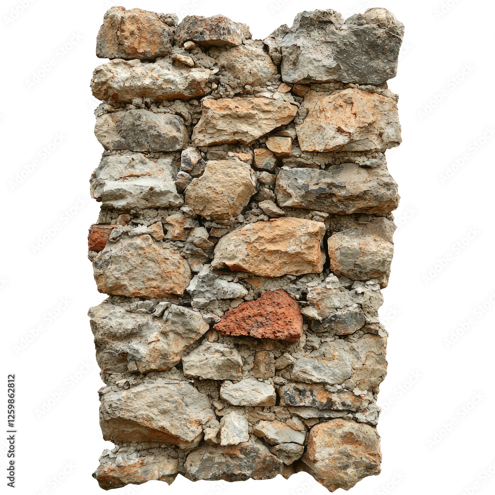 Poster rustic stone wall texture with varied sizes and colors ideal for background and design elements