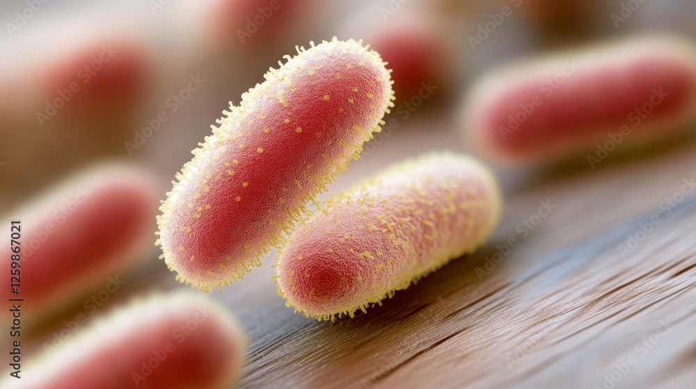 Poster bacterium exhibiting unique shape and color under microscopic observation in a laboratory environmen