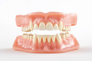 Obraz premium Dental implants displayed in a model of a human jaw demonstrating oral health and restoration procedures
