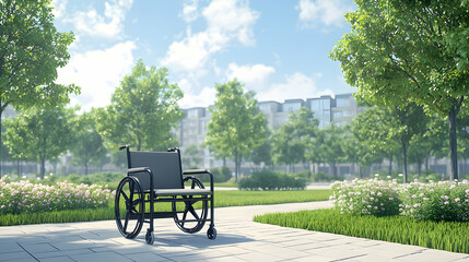 Accessible Park: Wheelchair in a serene green space