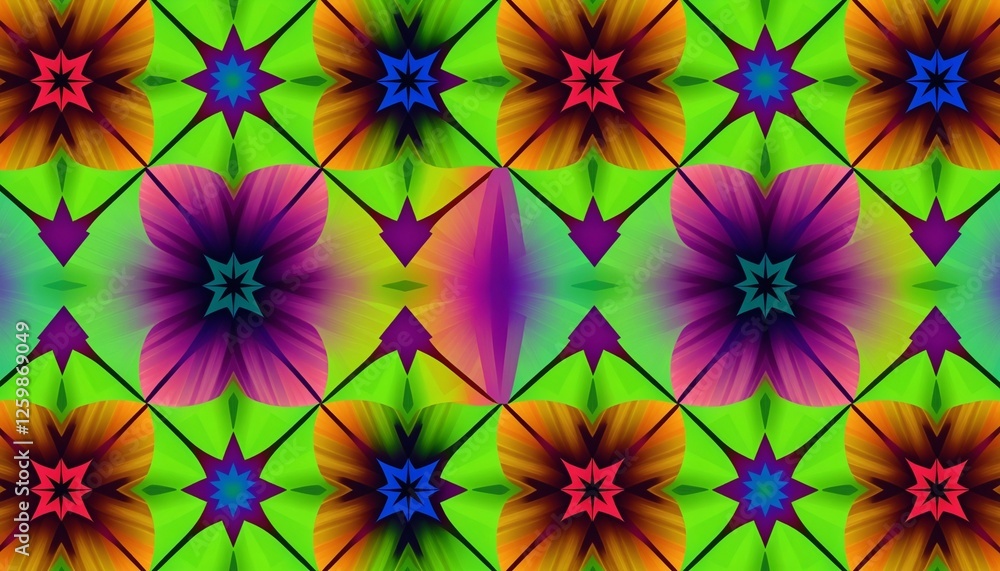 Poster harmonious geometric design with colorful gradients and balanced symmetry