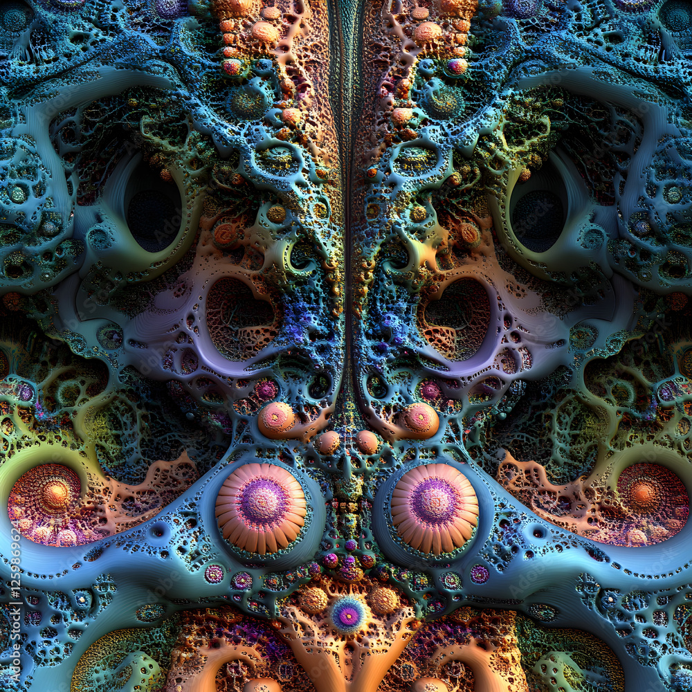 Poster abstract fractal: an intricate and mesmerizing display of abstract fractal art, where complex patter