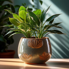 Indoor plants in ceramic pots