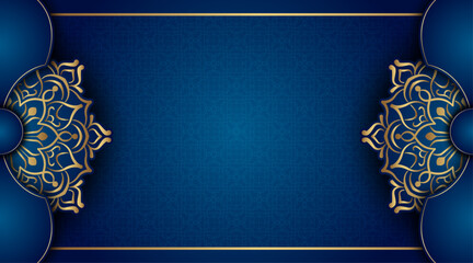 Luxurious blue background, with gold mandala ornaments