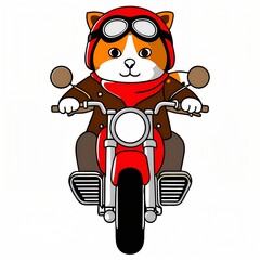 Fototapeta premium a digital illustration of a cat riding motorcycle