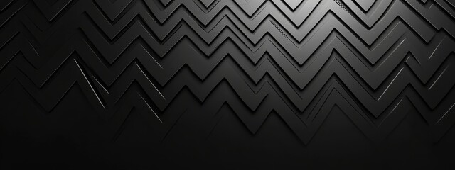 Zigzag lines on a black background, minimalist design banner template with white space for text. Perfect for creative and artistic presentations, websites, and modern designs.