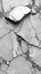 Close-up of textured gray marble with intricate veining and layered stone patterns