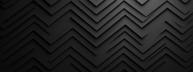Black background with zigzag lines for design. Banner template with white space in the center for text. Ideal for minimalist abstract wallpaper and modern creative projects.