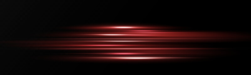 Moving fast red laser beams of light isolated on a black background.