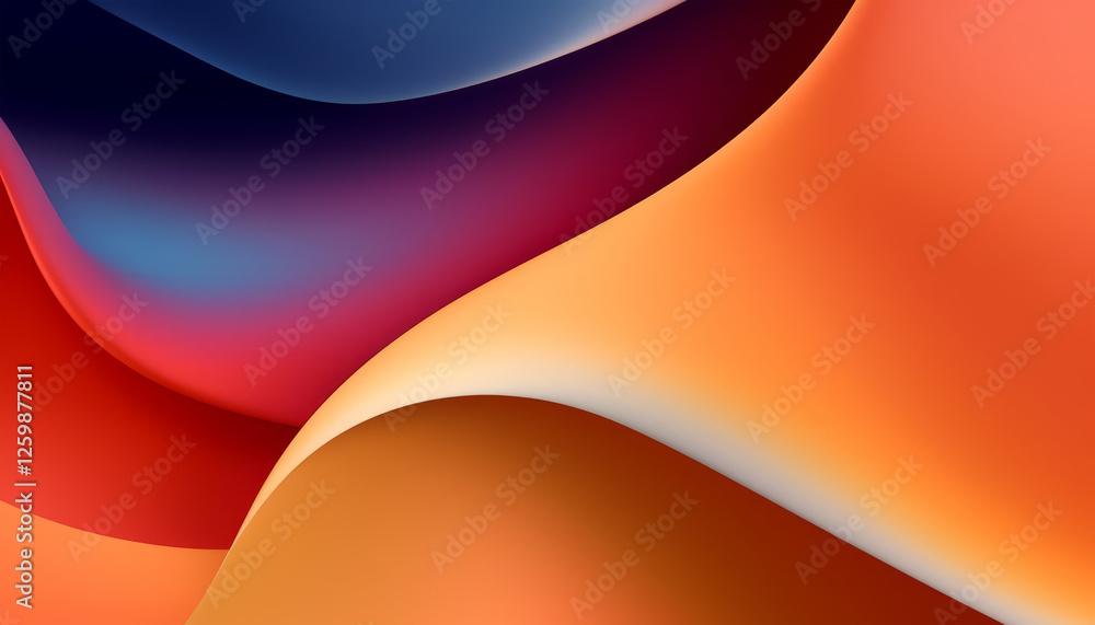 Poster Abstract colorful wavy shapes wallpaper. Modern curvy background with motion effect. Generative ai