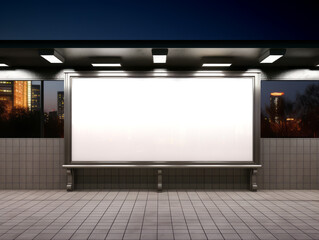 Billboard on underground wall mockup. Large hoarding template in subway. Generative Ai