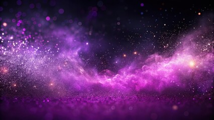 Fototapeta premium Cosmic dust particles floating in a vibrant purple gas, glowing particles, cosmic dust, starlight, galaxies