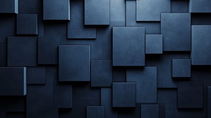 Blue background with squares and rectangles for design, banner template. White space in the center of the page for text. Modern geometric wallpaper with copy space.