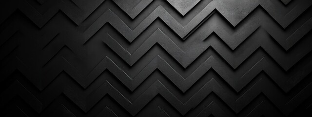 Minimalist abstract zigzag pattern on a black background. Banner template with white space for text, perfect for modern and professional design purposes.