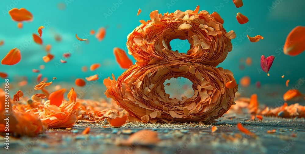 Aufkleber a soft color palette is used in a creative artwork that features the number eight with flowing lines
