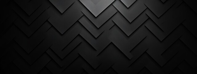 Minimalist zigzag pattern wallpaper on a black background. Banner template with white space for text, perfect for modern and professional design purposes.