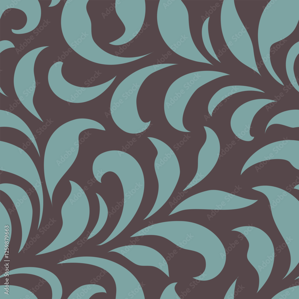 Aufkleber seamless pattern with abstract blue leaf silhouette. grey background with leaves. vector stock illus