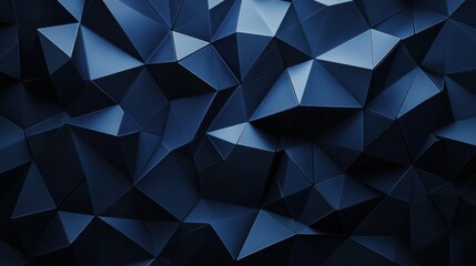 Obraz premium Clean Blue Polygons and Shapes on a Dark Background for Design, Banner Template. White Space in the Center for Text, Minimalist Wallpaper with Copy Space for Elegant and Modern Visuals.