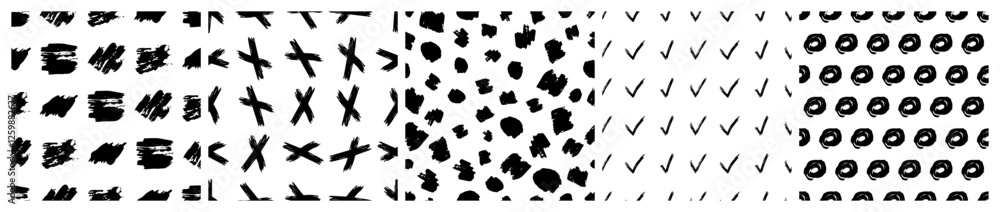 Poster set of seamless patterns with scribble smears