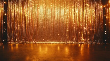 Golden Shiny Curtain-Illuminated background for Photo Studio