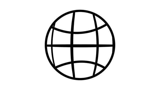Globe, Planet, Earth icon animation on a white background.
