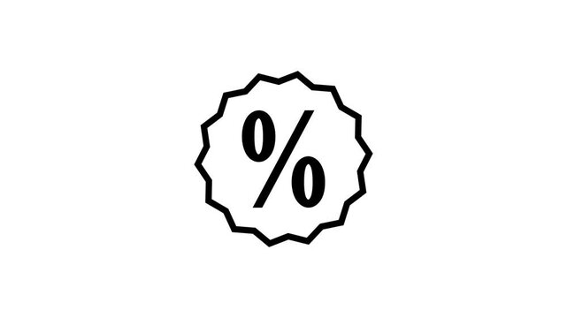 Animated of bouncing percentage icon with circle isolated on a white background. 'Discount' and 'Price Reduction.