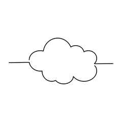 Continuous line drawing of cloud on transparent background.