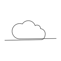 Continuous line drawing of cloud on transparent background.
