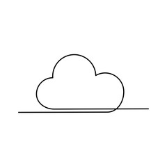 Continuous line drawing of cloud on transparent background.