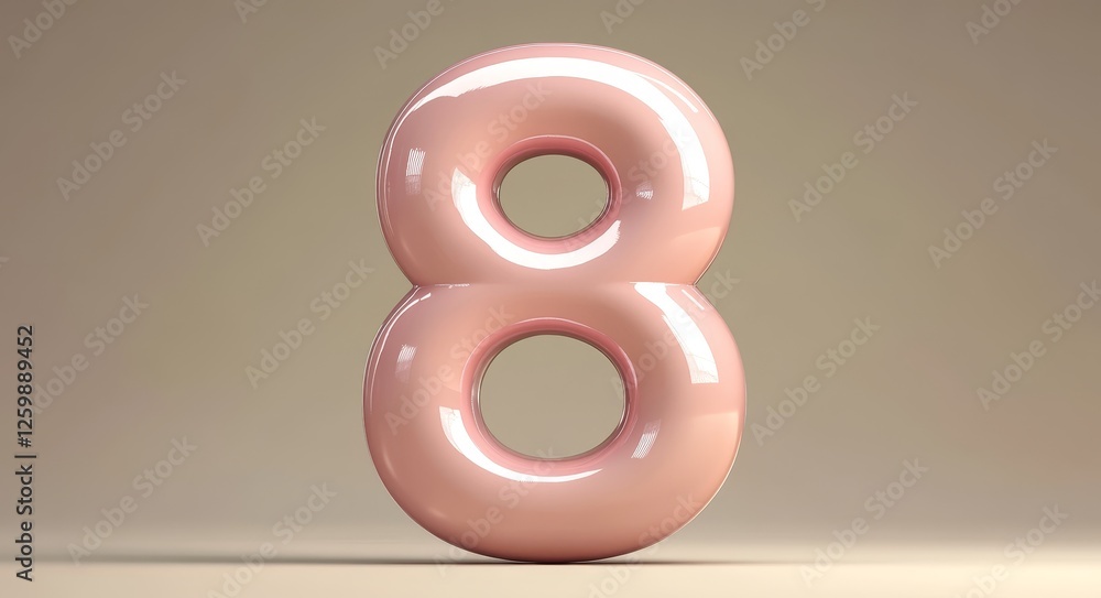 Poster a neutral background provides the perfect setting for the pink number eight to create a modern and m