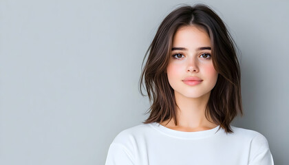Fototapeta premium Portrait of a beautiful young girl with a plain background for commercial usage