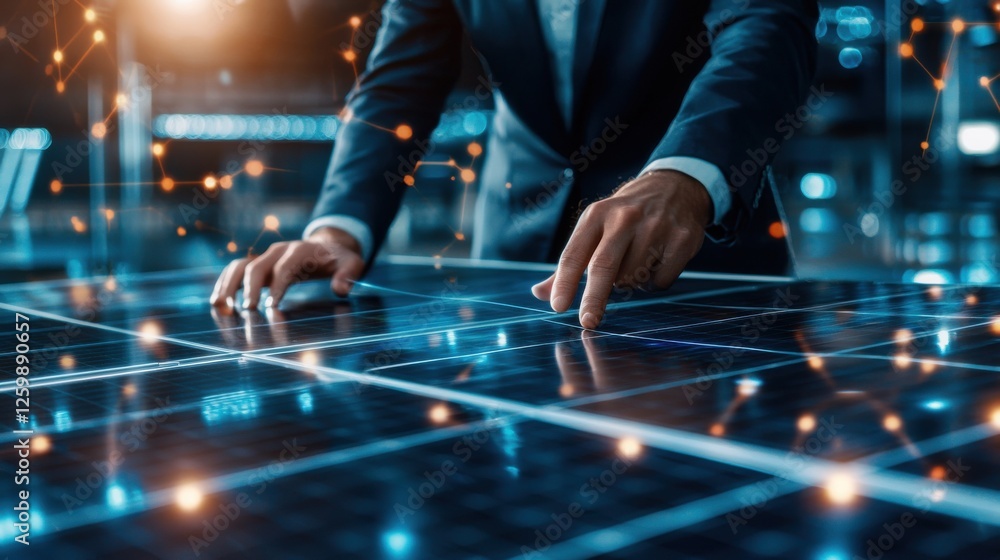 Poster intricate digital landscape showcasing interconnected technology systems and intelligent data flows