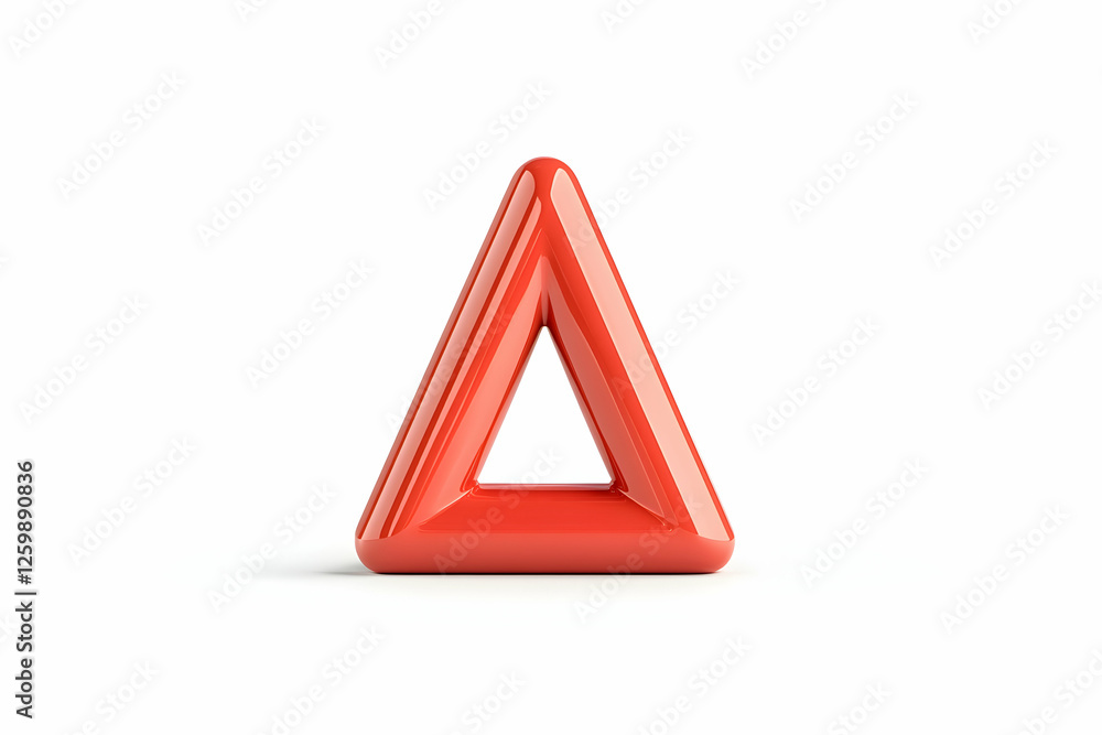 Poster red triangle shape on clean white background ideal for icon or simple graphic