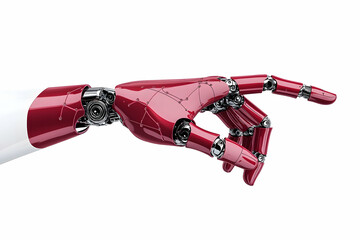 Robotic hand pointing against white background for future innovation design projects