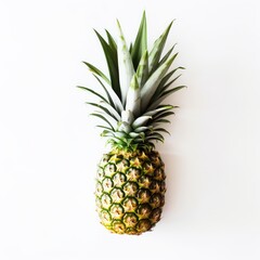 Fototapeta premium A Single Ripe Pineapple on White Background: A Vibrant Summer Fruit Image