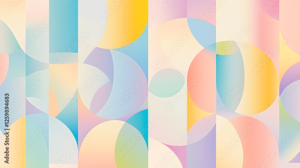 Poster abstract geometric composition featuring colorful circles and rectangular shapes
