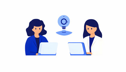 Women online meeting using laptop and webcam at home for business, education