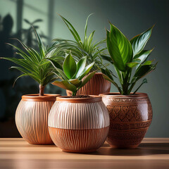 plants in beautifully designed ceramic pots