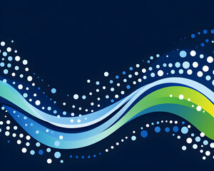 Blue and green wave flows with dots. Technology background. Can be used on website