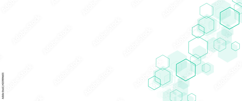Fototapete Vector hexagons pattern. Geometric abstract background with simple hexagonal elements. Medical, technology or science desig
