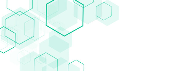Vector Geometric abstract background with soft green hexagons. Medical, technology or science design