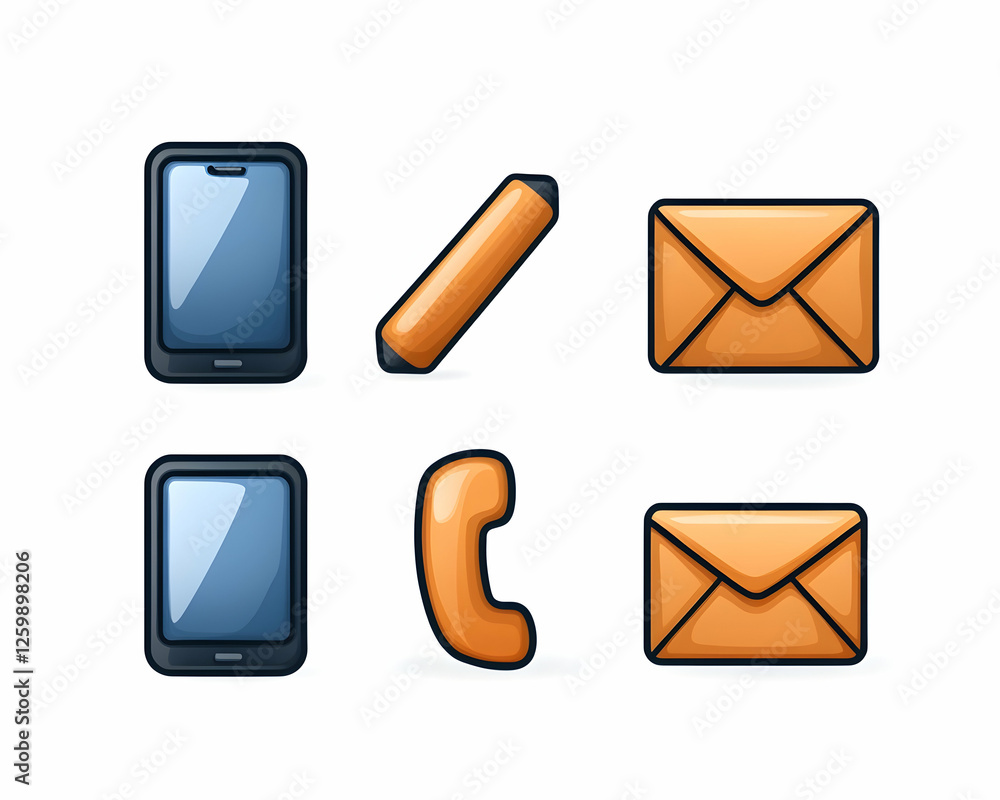 Poster communication icons, device and message. technology. simple design for web page